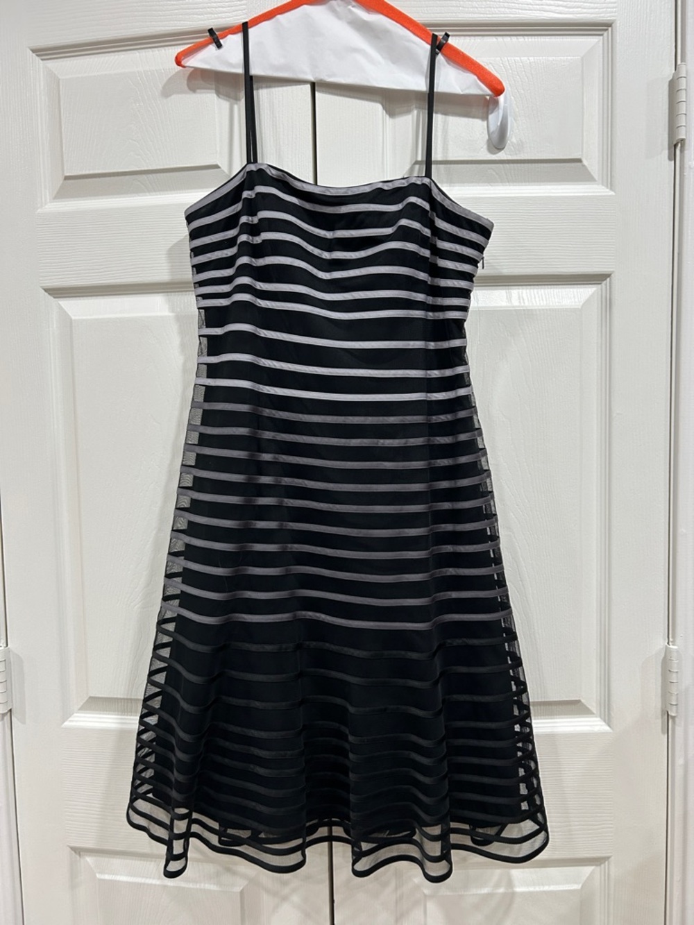 JS Collections Black and Silver Spaghetti Strap A-Line Cocktail Dress